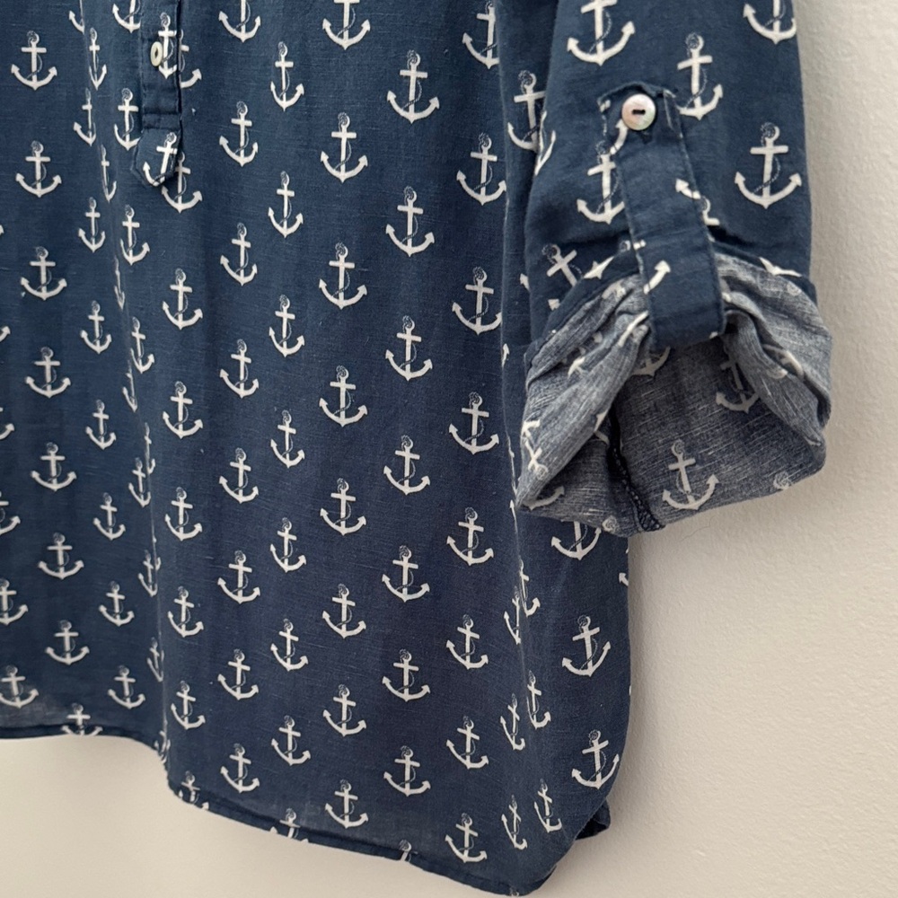Women’s Blue and White Anchor Top - Size Large - Picture 4 of 7